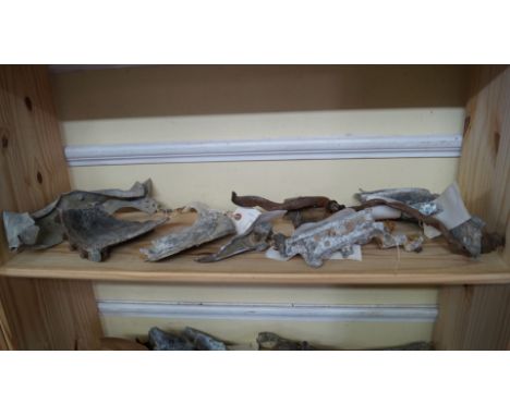 A collection of WWI L3 Zeppelin fragments, most with 'Whitehall Theatre of War' labels; together with a possibly related but 