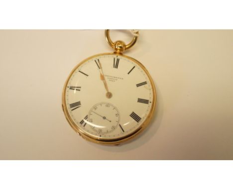 A Victorian 18ct gold open faced chronometer pocket watch by James Poole, 33 Spencer St, Goswell Road, London, the 4.4cm whit