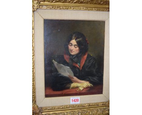 English School, mid 19th century, half length portrait of a lady, unsigned, oil on canvas, 25 x 20cm. 