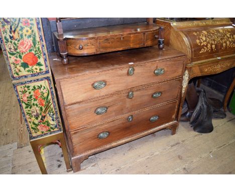 A George III mahogany chest of three long graduated drawers, with caddy top, 101.5cm wide. 
