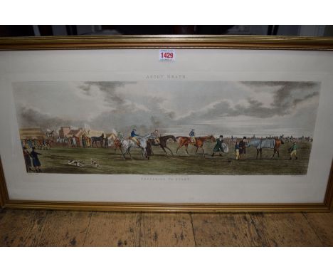After H Alken, a set of four horse racing scenes, colour lithograph, pl.25.5 x 68cm. 