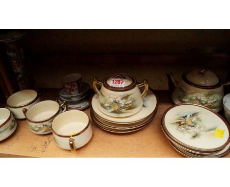 A Satsuma pottery part tea service; and other oriental porcelain. 