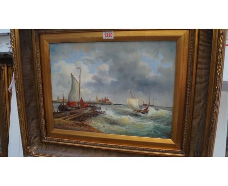 European School, contemporary, coastal scenes, a pair, unsigned, oil on panel, 29 x 39.5cm. 