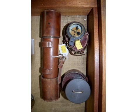 A World War I period lacquered and leather four drawer telescope, by Newton & Co, 3 Fleet Street, Temple Bar, London, with go