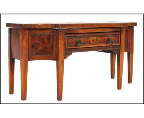 A 19th century Victorian desk tidy with inlaid walnut veneer in the form of a credenza side board with hidden hand painted pa