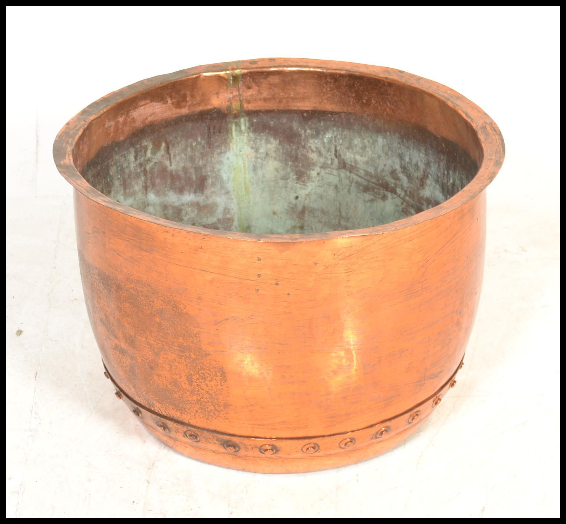 A large 19th century Victorian copper wash bin copper / planter of