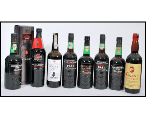 A collection of 8 bottles of port to include 2 bottles of Cockburn's late bottled vintage 1981, a Sandeman's late bottled vin