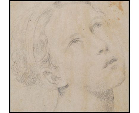 Guido Reni ( 1575 - 1642 ) Pencil sketch - portrait study of a young lady being with monogram to the lower corner with notati