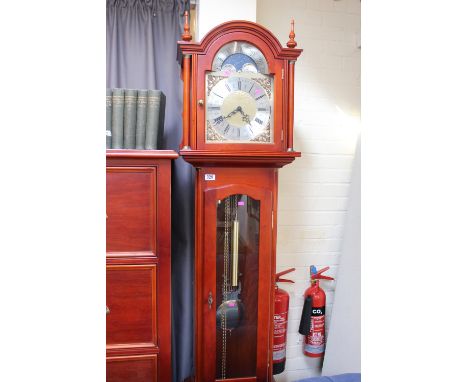 Modern Longcase clock with brass roman numeral dial 