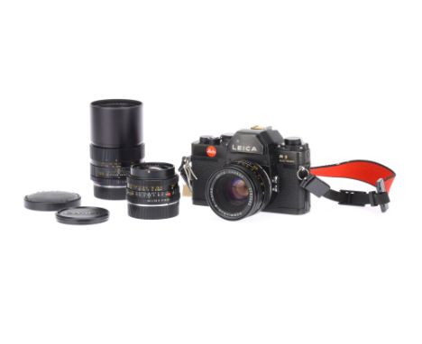 A Leica R3 Electronic SLR Camera, black, seral no. 1456943, with Leitz Summicron-R f/2 50mm lens, black, serial no. 2780580, 