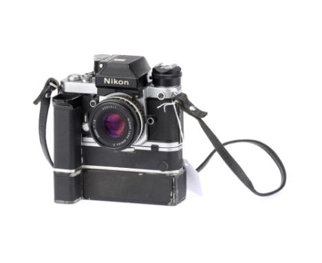 A Nikon F2 Photomic 35mm SLR Camera, chrome, body G, shutter working, also with a Nikon Series E f/1.8 50mm lens, together wi