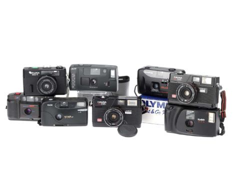 A Mixed Selection of Compact Cameras, to include an Olympus Shoot &amp; Go R, a Kodak Star EF, a Halina MW35E, &amp; others, 