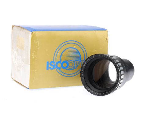 An Isco-Gottingen Anamorphotic-Kiptar Projection Lens black, serial no. 5007990, 2x expansion, body F, elements P-F, condensa