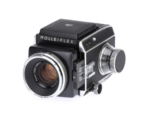 A Rollei Rolleiflex SL66 SLR Camera 1966-86, serial no. 2911849, with a Carl Zeiss Planar f/2.8 80mm lens, serial no. 5040740