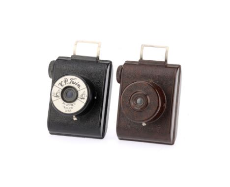 Two V.P. Twin Bakelite Roll Film Cameras, one black example together with one brown exampleNote: Lot imported under Temporary