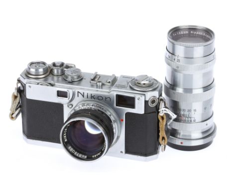 A Nikon S2 Rangefinder Camera, chrome, serial no. 6169336, with Nikon Nikkor-S.C f/1.4 50mm lens, serial no. 373033, body, F-