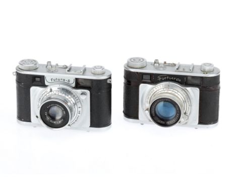 Two Futura 35mm Rangefinder Cameras comprising a Futura Standard (Compur) camera, serial no. 21638, with Evar f/2 5cm lens, s