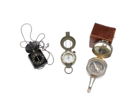 A Ross Evans-Stanley Nautical or Surveyor's Compass, complete with clinometer; plus a Stanley Marching Military Compass, and 
