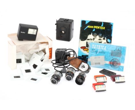 A Selection of Photographic Sundries, to include a Rollei flash unit, mains power adapter, light meters, slides, &amp; more,