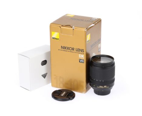 A Nikon NIkkor DX VR AF-S ED G f/3.5-5.6 18-105mm Lens, body, VG, untested, elements, VG, in maker's box