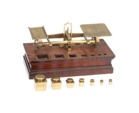 Victorian Postal Scales by James &amp; Edmund Ratcliffe, English, 19th century, brass scales, pan stamped 'J &amp; E RATCLIFF