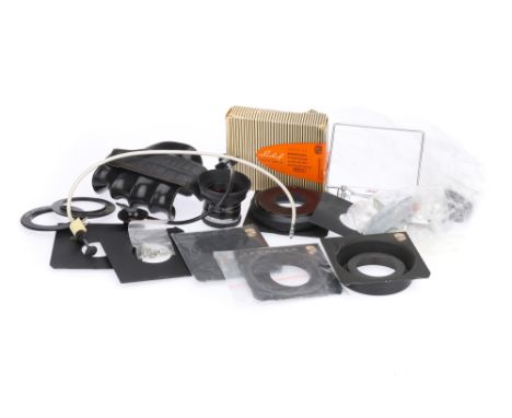 A Mixed Selection of Linhof Spare Parts & Accessories, to include an ergonomic grip, a sports finder, some lens boards, a rel