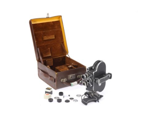 A Good Paillard Bolex 8mm Standard Cine Camera Outfit, black, body G-VG, motor winds & runs smoothly, with a Bolex Ocatfinder