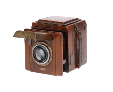 A Houghton-Butcher Ensign Special Reflex Tropical Model SLR Camera quarter plate, with Carl Zeiss Jena Tessar f/4.5 18cm lens