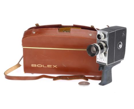 A Bolex Paillard Zoom Reflex Automatic Motion Picture Cine Camera, black, motor winds & runs, optics G-VG, with maker's carry