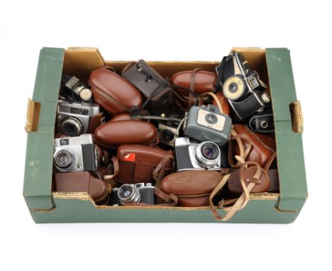 A Large Collection of 35mm and Roll Film Cameras including Adox Polo, Agilux Agiflash, Balda Baldessa F, Ferrania Ibis 6/6, H