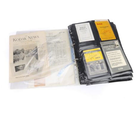 A Collection of Kodak Retina Camera Instruction Manuals comprising a ring binder of 40 approx. manuals and brochures stored i