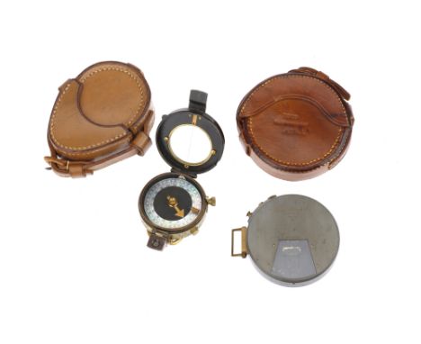 Short &amp; Mason Ltd. Military Clinometer or rangefinder, in oxidized brass case marked London, 1909, No.4864, in a stitched