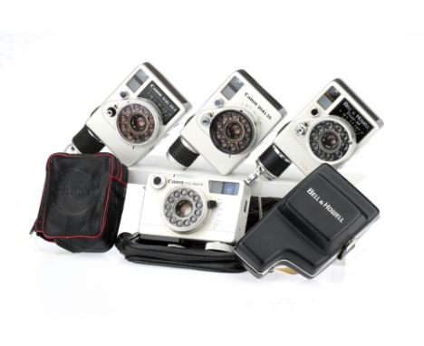 Four Canon Dial 35 Style Half Frame 35mm Compact Cameras, to include a Canon Dial 35, body G, shutter working, meter not test