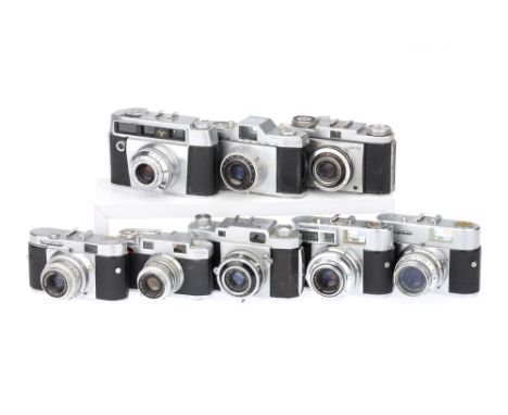 A Selection of 35mm Cameras, to include a Voigtlander Vitomatic II, body G-VG, shutter working but sticks on slow speeds, RF 