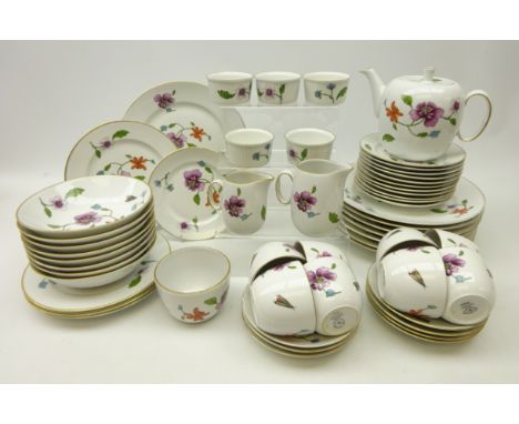 Royal Worcester 'Astley' pattern part dinner and tea service comprising eight dinner plates, four side plates, eight bowls, t