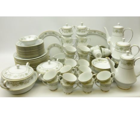 Noritake 'Green Hill' dinner, tea & coffee service for twelve persons, lacking nine dessert bowls   Condition Report   Click 