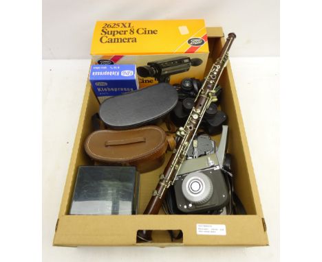 Barr & Stroud C.F.18 binoculars with case, Swift 8 x 30 binoculars, Sekonic Dualmatic cine cam, Klebepresse Splicer-Colleuse 
