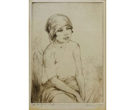 Portrait of a Girl, etching indistinctly signed Eileen Coe?, Choir Boy, pastel drawing signed by Judy Smith, Donkey Rides, pr