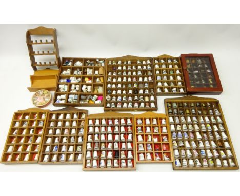 Large collection of thimbles to include Spode, Caverswall, Birchcroft, Sutherland and other porcelain makers, Charles Horner 