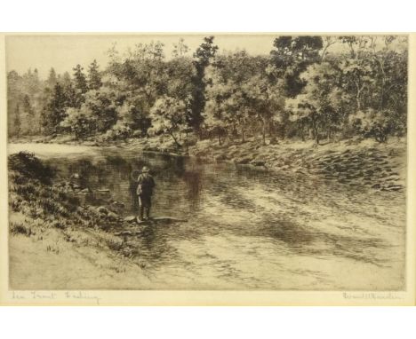 'Sea Trout Fishing', etching indistinctly signed and titled 17cm x 25cm   Condition Report   Click here for further images, c