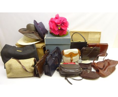 Collection of vintage and later handbags to include snakeskin effect handbag, Regent Belt Co. cross over bag, Mirabelle dark 