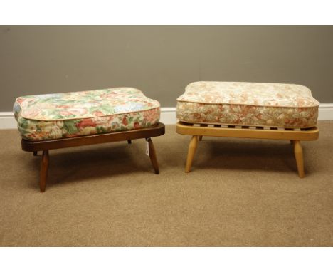 Ercol 'Windsor' light beech finish foot stool and another Ercol footstool   Condition Report   Click here for further images,
