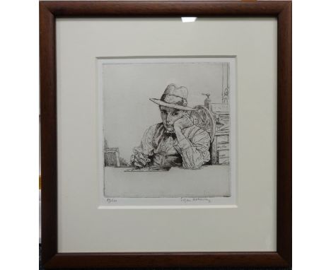 'Self Portrait No.18', limited edition etching signed and numbered 89/100 in pencil by Edgar Holloway (British 1914-2008) 14.