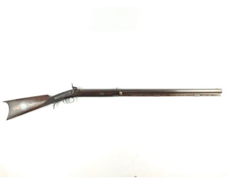 A 54 bore Percussion Plains or Bench Rifle by Allen &. Hille, 33inch sighted octagonal barrel indistinctly signed on the top 