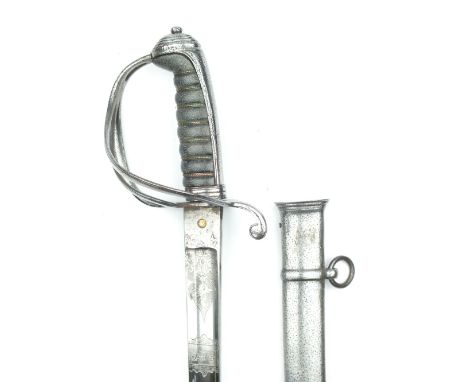 An 1821 Pattern Light Cavalry Officer's Sword to Edward Leyborne Popham DSO, 90cm slightly curved blade etched with scrolling