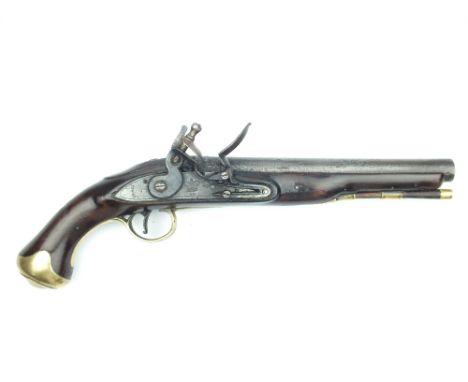 Battle of Bladensburg - A flintlock Light Dragoon Pistol to the Bucks, 9inch barrel, border engraved lock stamped with a crow