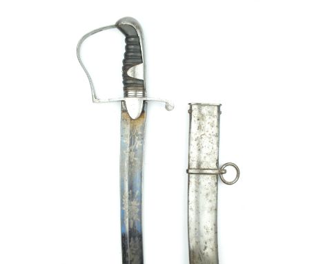 An American 1796 Pattern Blued and Gilt Cavalry Officer's Sabre, 84cm sharply curved blade decorated with scrolling foliage a