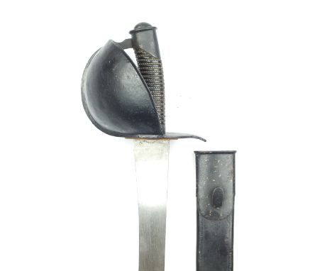 A Prussian Naval Cutlass, 58.5cm clean blade by LUNESCHLOSS and stamped FW and C1 on the back edge, regulation black painted 