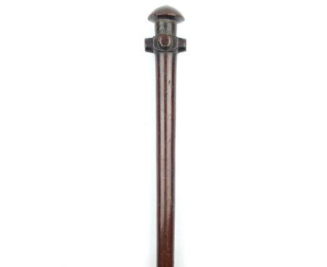 A New Hebrides Vanuatu Tribal Club, 104cm long with characteristic carved head with domed top, plain wooden haft with ring-tu