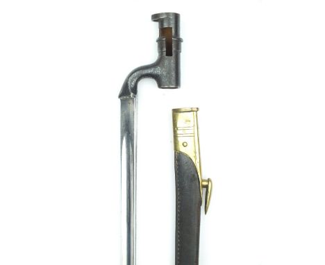 An 1876 Pattern Socket Bayonet, 55cm triangular section blade stamped with various ordnance and sold of service marks, contai
